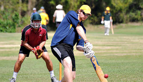 Tim Kross hits to the boundary. Tim Kross hits to the boundary.
